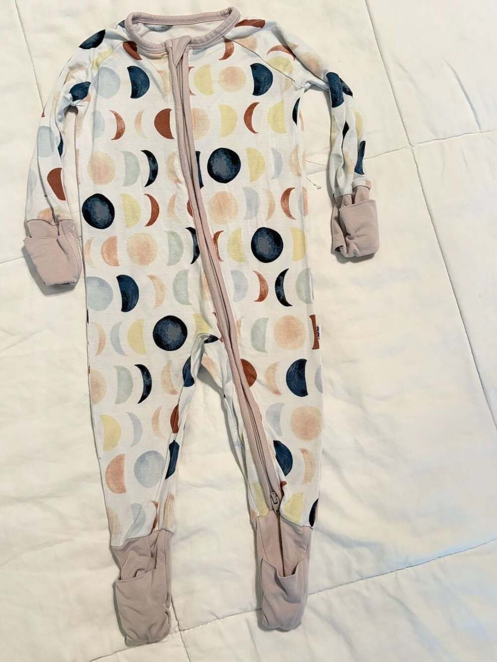 Little Sleepies Luna Neutral Zippy Size 3-6 Months Crescent Moon